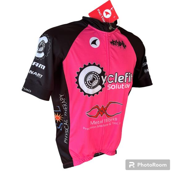 Pactimo Racing Cycling Jersey Zip Front Short Sleeve Tucson Arizona Pink Mens L - Picture 2 of 11